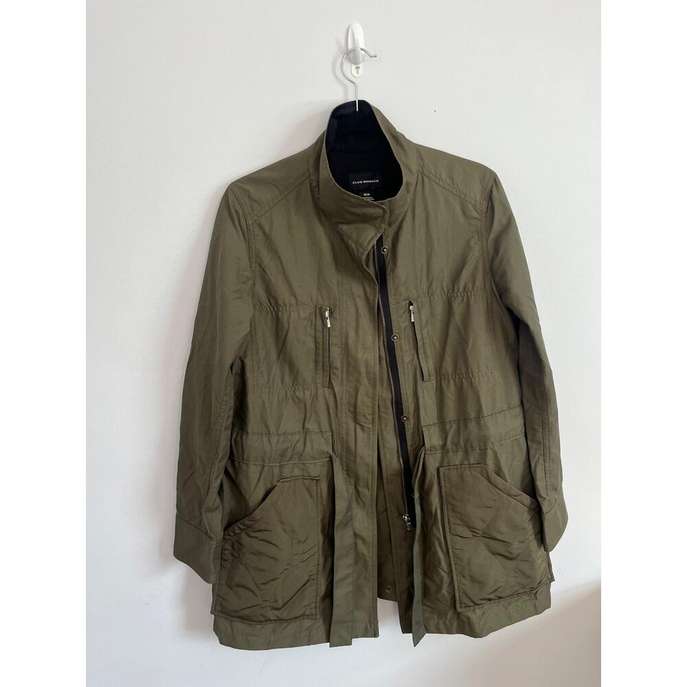 Club Monaco Jacket Women M Green Utility‎ Zip Front Pockets Lightweight